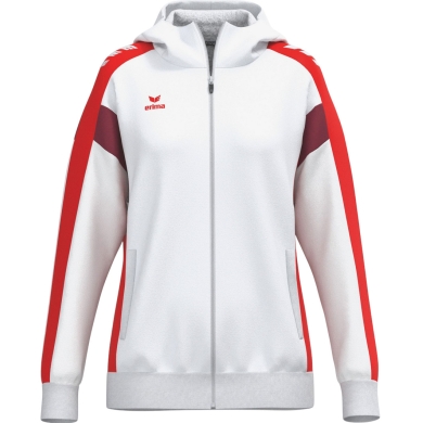Erima Celebrate 125 Training Jacket with Hood (breathable, 100% polyester) white/red ladies