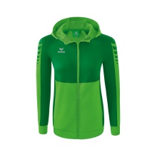 Erima Training Jacket Six Wings with Hood (Cotton Blend, Soft, Comfortable, Tailored Cut) Green/Emerald Women