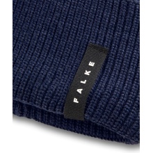 Falke knitted hat (beanie) unisex - merino wool, ribbed structure - navy blue - 1 piece