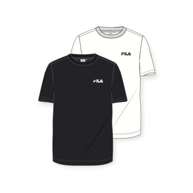 Fila Leisure Shirt Brod Tee (Cotton) white/black Men's - Pack of 2