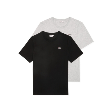 Fila Leisure Shirt Brod Tee (Cotton) grey/black Men's - Pack of 2