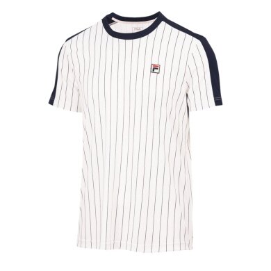 Fila Tennis T-shirt Stripes Jascha 2 (100% Polyester) white/navy blue men's