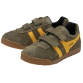 Gola Sneaker Harrier 2025 (Suede, Velcro) khaki green/sunny yellow/black Children