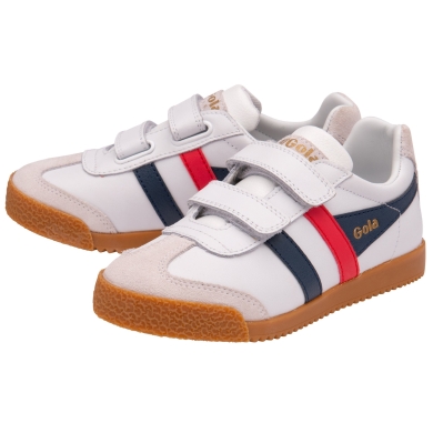 Gola Harrier 2025 Sneakers (Leather, Velcro) white/navy blue/red Children