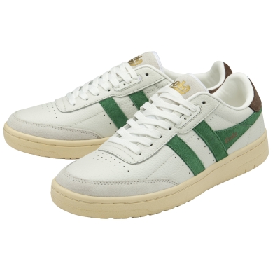 Gola Falcon Leather Sneakers 2025 white/emerald green/dark brown ladies
