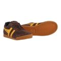 Gola Harrier Suede Leather Sneakers 2025 coffee brown/sunny yellow/navy blue men's