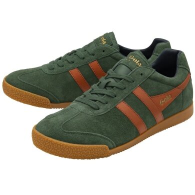 Gola Harrier Suede Leather Sneakers 2025 evergreen/orange/navy blue men's