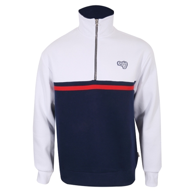 Gola Pullover 1/4 Zip Brushed Back Sweat Stripes white/navy blue Men's
