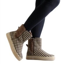 Grand Step Shoes Winter Boots Nicki Wool Bootie (lined, comfortable) - brown/grey ladies