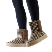 Grand Step Shoes Winter Boots Nicki Wool Bootie (lined, comfortable) - brown/grey ladies