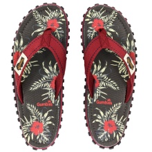 Gumbies flip flops Original Hibiscus grey/red men's
