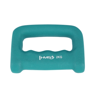 HMS Fitness Grip Dumbbell CK20 (Knuckle Duster) made of cast iron with neoprene coating - 2kg green - 1 piece