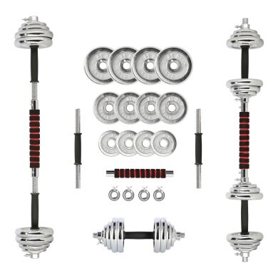 HMS Fitness Adjustable Dumbbell SR52 in Case (20kg, Chrome) silver