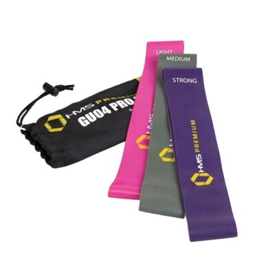 HMS Premium Resistance Band GU04 Pro Set (purple, grey, pink) - 3 pieces