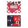 Happy Socks Daily Socks Crew Wine (Glass with Wine) dark blue/red gift box - 2 pairs