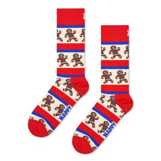 Happy Socks Daily Sock Crew Gingerbread Stripe (Gingerbread) red/beige - 1 pair