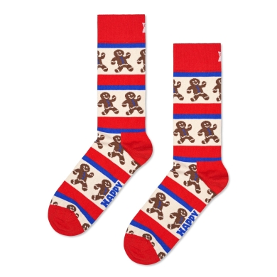 Happy Socks Daily Sock Crew Gingerbread Stripe (Gingerbread) red/beige - 1 pair
