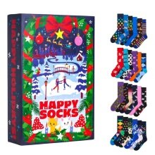 Happy Socks Daily Sock Crew Christmas Special #5 - Advent Calendar 2025 with 24 Pairs - navy blue