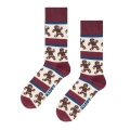 Happy Socks Daily Sock Crew Gingerbread Stripe (Gingerbread) dark red/white - 1 pair