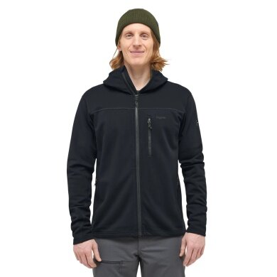 Haglöfs Rosson Fleece Jacket with Hood (Midlayer, 4-Way Stretch Fleece Material) black Men's