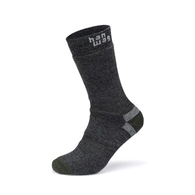 Hanwag Hiking Sock Thermo Sock (warm, wool) asphalt grey/dark green - 1 pair