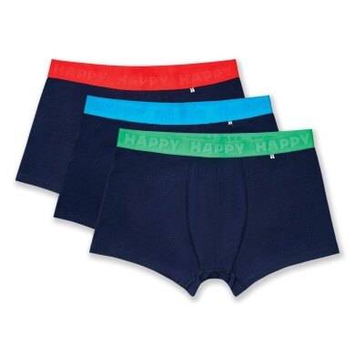 Happy Socks Underwear Boxer Shorts Solid (Cotton) navy blue Men's - 3 pieces