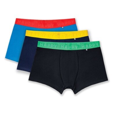 Happy Socks Underwear Boxer Shorts Solid Mix (Cotton) multicoloured navy blue/black/blue Men's - 3 pieces