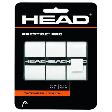 Head Overgrip Prestige Pro (sticky, smooth) 0.6mm white 3-pack