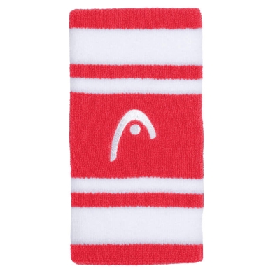 Head Sweatband Wrist Jumbo Logo Striped Red/White - 2 Pieces