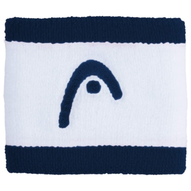 Head Sweatband Wrist Logo Striped Navy Blue/White - 2 Pieces