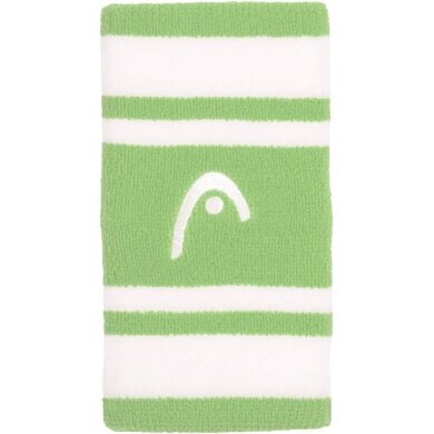 Head Sweatband Striped Wrist Jumbo Light Green/White - 2 Pieces
