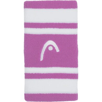 Head Sweatband Striped Wristband Jumbo Purple/White - 2 Pieces