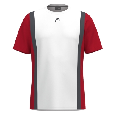 Head Tennis T-shirt Club 25 Tech (100% Polyester, breathable) 2025 white/red boys