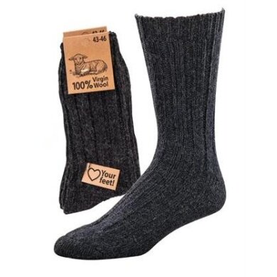 HomeOfSocks Wool Socks 100% Virgin Wool grey - 1 Pair