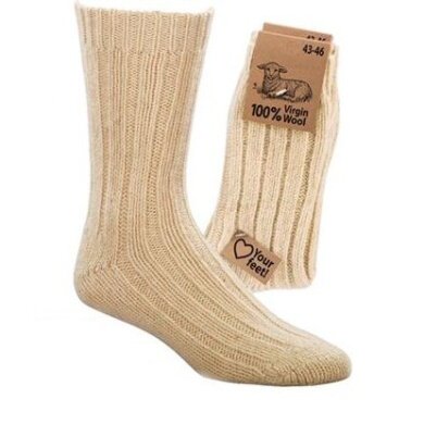 HomeOfSocks Wool Socks 100% Virgin Wool white - 1 Pair