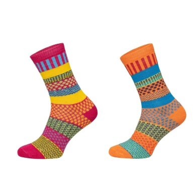 HomeOfSocks Wool Socks Hygge Multicoloured Orange/Pink - 2 Pairs
