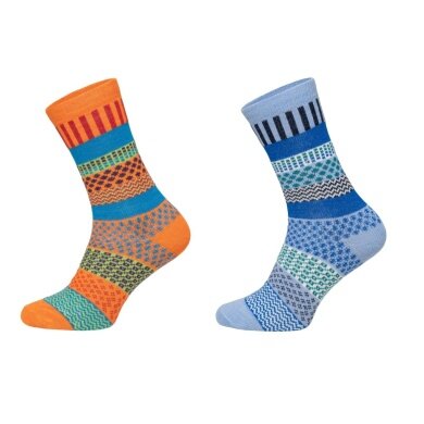 HomeOfSocks Wool Socks Hygge Multicoloured Orange/Blue - 2 Pairs