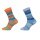 HomeOfSocks Wool Socks Hygge Multicoloured Orange/Blue - 2 Pairs