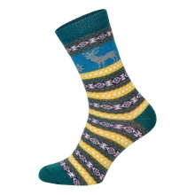 HomeOfSocks Wool Socks Hygge with Colourful Moose Design - 1 Pair