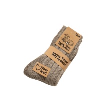 HomeOfSocks Wool Socks 100% Natural Warm Taupe Brown - 1 Pair