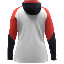 JAKO Hooded Jacket Dynamic (Polyester Fleece, Side Pockets with Zipper) white/coral red/navy blue Ladies