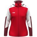 JAKO Hooded Jacket Dynamic (Polyester Fleece, Side Pockets with Zipper) red/white/dark red Ladies