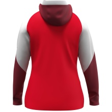 JAKO Hooded Jacket Dynamic (Polyester Fleece, Side Pockets with Zipper) red/white/dark red Ladies