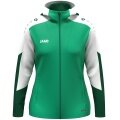 JAKO Hooded Jacket Dynamic (Polyester Fleece, Side Pockets with Zipper) green/white/dark green Ladies