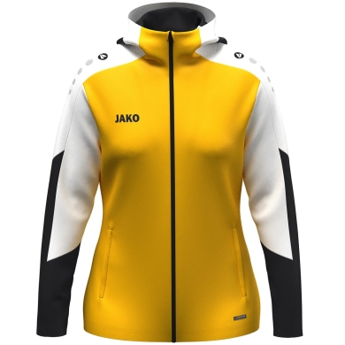 JAKO Hooded Jacket Dynamic (Polyester Fleece, Side Pockets with Zipper) yellow/white/black Ladies