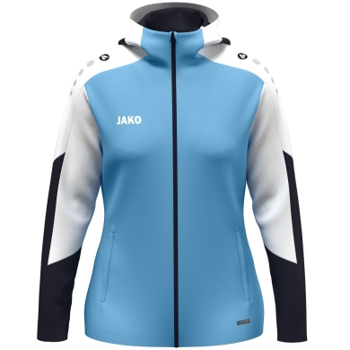 JAKO Hooded Jacket Dynamic (Polyester Fleece, Side Pockets with Zipper) Sky Blue/White/Navy Blue Ladies