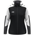 JAKO Hooded Jacket Dynamic (Polyester Fleece, Side Pockets with Zip) black/white/charcoal grey Ladies
