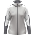 JAKO Hooded Jacket Dynamic (Polyester Fleece, Side Pockets with Zipper) Light Grey/White/Grey Ladies