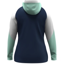 JAKO Hooded Jacket Dynamic (Polyester Fleece, Side Pockets with Zipper) navy blue/white/mint green Ladies