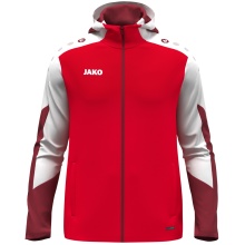 JAKO Hooded Jacket Dynamic (Polyester Interlock Fleece, Side Pockets with Zipper) red/white/dark red Men's